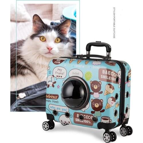 Pet Dog Cat Travel Stroller Dog Trolley Case Carrier Portable Cats Bag Breathable Outdoor Dogs Backpack Trolley Cart For Travel