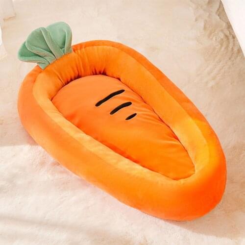 Cat Bed Cute Carrot Design Nest Winter Warm Short Plush House Thicken Super Soft Small Dogs Cushion Sofa Anti Slip Cat Supplies