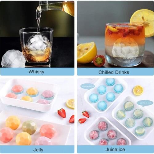 Round Ice Ball Mold for Whiskey Sphere Ice Cube Maker with Lid Home Bar Party Use Kitchen DIY Ice Cream Moulds