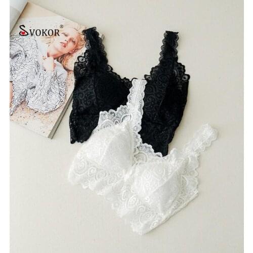 SVOKOR Lace Sexy Bra Women Comfortable Solid Wild Lingerie Female Wireless Breathable Underwear