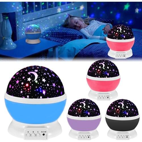 Star Projector Lamp Children Bedroom LED Night Light Baby Lamp Decor Rotating Starry Nursery Moon Galaxy Projector Table Lamp