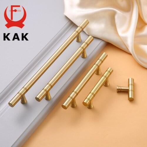 KAK Brass Furniture Handles Copper Cabinet Knobs Wardrobe Dresser Drawer Knobs Kitchen Handle Cupboard Door Pulls Hardware