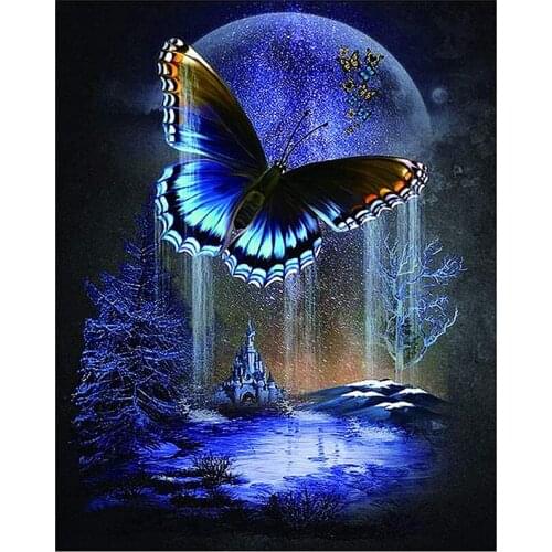 LUOVIZEM Diamond Painting Butterfly Scenery DIY Full Square/Round Drill Mosaic Embroidery Cross Stitch Home Decor Picture