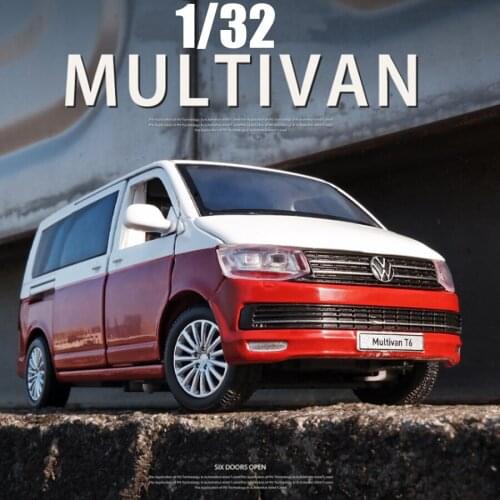 1:32 Multivan T6 Van Zinc Bus Alloy Car Diecast MPV Model Toy Sound Light Pull Back For Children Boys Gift Free Shipping