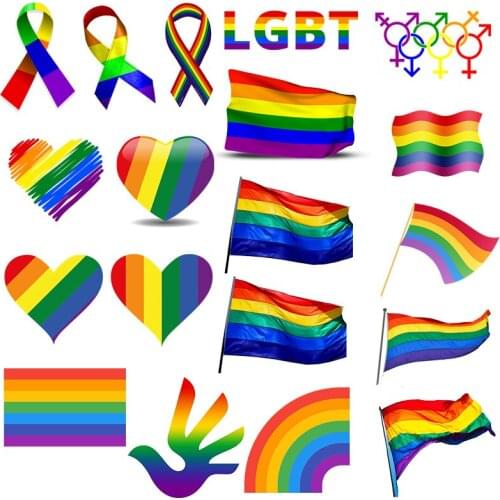Love Lesbian Gay Pride Patches Iron On Transfers For Clothing For Women Heat Transfer Rainbow Flag Ironing Stickers Applique