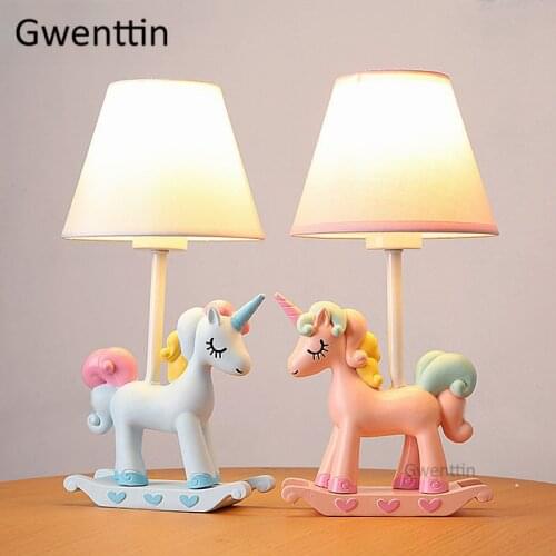 Modern Cartoon Unicorn Table Lamps Animal Lamp Led Stand Desk Light Fixtures for Childrens Room Kids Bedroom Bedside Study Lamp