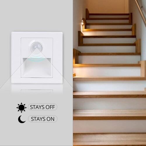 Night Light LED Stair Light PIR sensor Motion Detector Intelligent Wall Lamp Recessed Steps Ladder Wall Lamps Footlight white