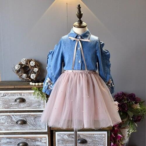 Autumn 2020 Casual Solid Clothes Mesh Girls Clothes High Quality Fashion Kids Clothes