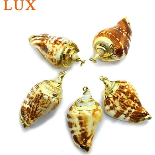 Natural Conch Shells pendant gold color plated multi snail pendant Ornament Accessories For Jewelry Making DIY