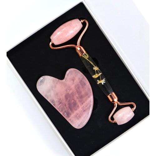 Wholesale Jade Face Roller Natural Stone Rose Quartz Crystal Massager Facial Body Neck Health Skin Care Massage Gua Sha Detox