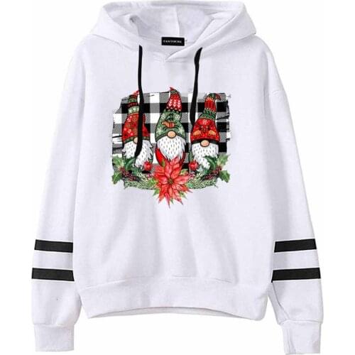 Christmas Hoodies For Women Faceless Old Man Printed Autumn Hooded Pullover Tops Long Sleeves Drawstring Sweatshirt For Ladies