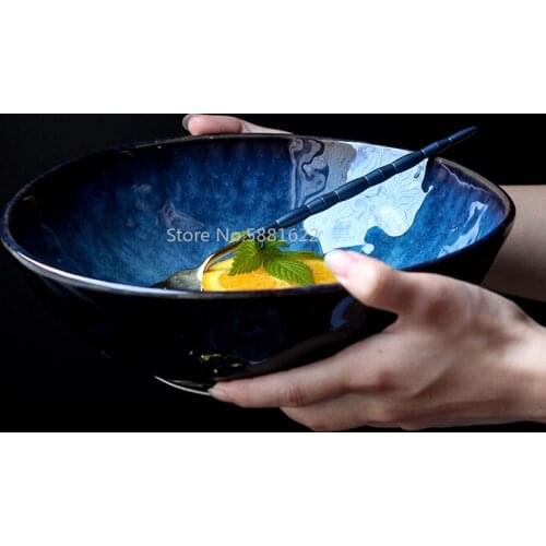 Japanese Style Simple Ceramic Fruit Bowl Salad Bowl, Beautiful Bowl for Household Use, Creative Ceramic Bowl