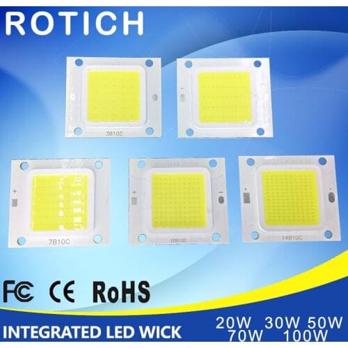 High Power Epistar COB LED Chip 20W 30W 50W 70W 100W DC 30V-32V Integrated SMD For Floodlight Spotlight Warm White /White