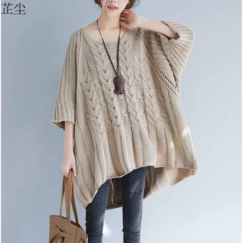 Women Winter Sweaters 2019 Autumn Winter New Plus Size Batwing Knitted Sweater Oversize Loose Vintage Large Size Pullover Tops