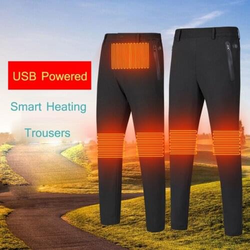 USB Smart Thermal Pants Mens Winter Heating Pants Womens Outdoor Pants Male Skiing Camping Trouser Knee Waist Heat Windproof