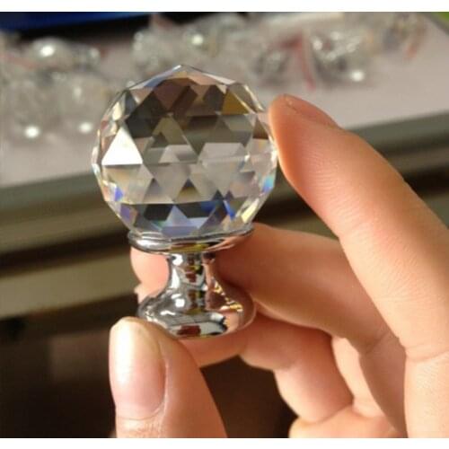 Tiradores Muebles Luxury Quality 1pcs 30mm Crystal Ball Handle Wardrobe Cabinet Drawer Single Wholesale Freeshipping Yz-2004