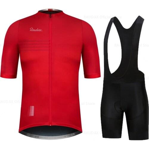 Raudax Team 2021 Bicycle Wear MTB Red Cycling Clothing Ropa Ciclismo Bike Uniform Cycle Shirt Racing Cycling Jersey Suit