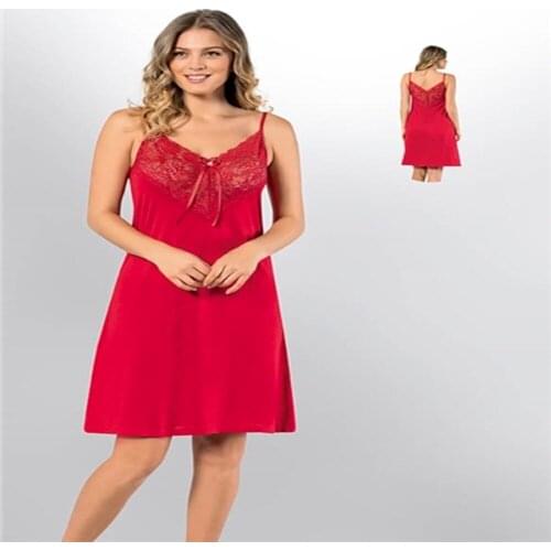 WOMENS NIGHTWEAR SUIT WITH LACE DETAILED ROPE 80% Polyester 20% Viscose 1 - 3 - 5 - 8 - 10 Pieces