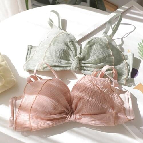 Wasteheart New Women Fashion Pink Blue Sexy Lingerie Bras Cotton Panties Push Up Lace Wireless Bra Sets Underwear A B Luxury