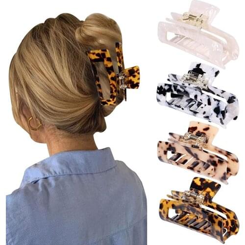 Acetate Hair Clips Tortoise Shell Tooth Clip Leopard Pattern Stylish Hair Accessories For Women Girls