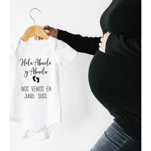 Hola Abuelo Y Abuela Nos Vemos En Mayo 2022 Baby Announcement Bodysuits Jumpsuit Pregnancy Reveal Clothes Baby Shower Gift