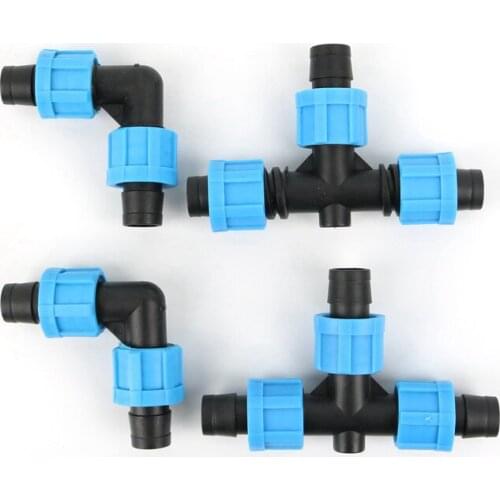 1pc 16mm 5/8" Thread Lock Equal Tee Hose Connector Elbow Pipe For Hose Adapter Aquarium Supplies Irrigation Fittings