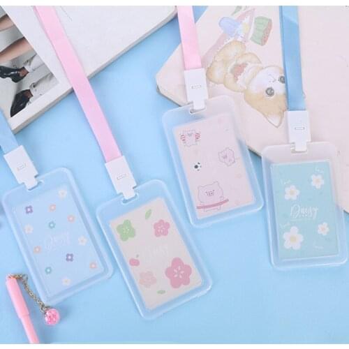 1Pc Simple Fresh and Cute Cherry, Cherry Blossom Transparent Badge with Retractable Keychain Plastic Card Box Girl Gift Keychain