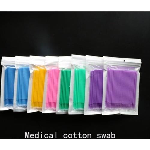 10*100pcs Semi Permanent Embroidery Cotton Swabs Micro Brush Swab Lint Tattoo Disposable Eyelash Extension Individual Applicator