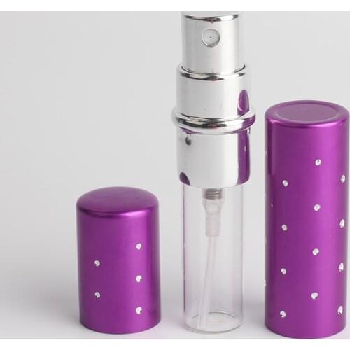 5ML Fashion Aluminum Star Shape Portable Travel Perfume Spray Empty Bottle Glass Perfume Cosmetics Sprayer Free Shipping