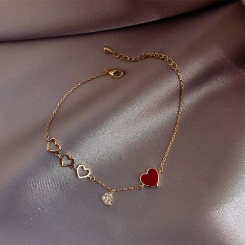 Creative Loving Bracelet Simple Popular Jewelry Fashion Heart-Shaped Adjustable Peach Heart Bracelet For Women Jewelry Gift