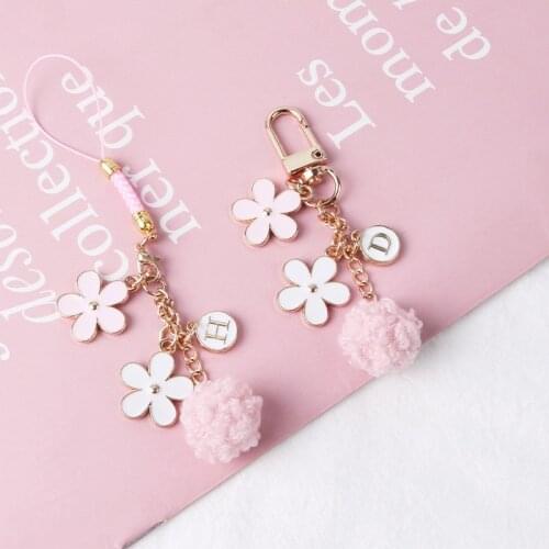 Lovely Ribbon Flower Keychain Keyring For Women Girl Jewelry Pink Flower Cute Bag Car Key Holder Keyring Gifts