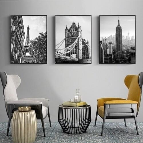 Black and White London Madrid City Street Landscape Canvas Prints and Posters Nordic Photos Wall Pictures Decorative Paintings