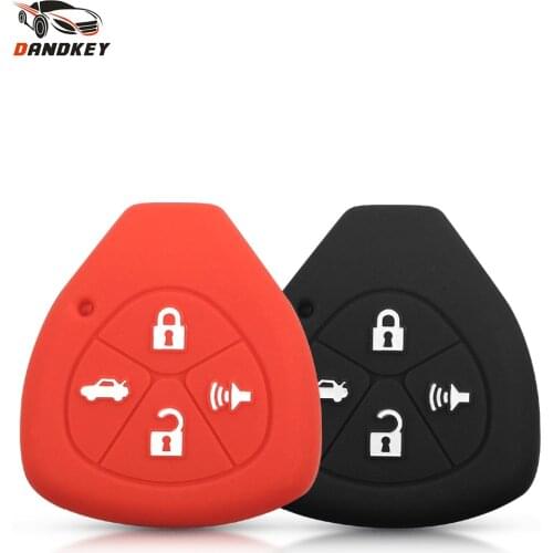 Dandkey 10pcs Silicone Key Fob Case For Toyota Camry Corolla 4-Runner RAV4 Yaris 4 Buttons Rubber Cover Holder Car Accessories