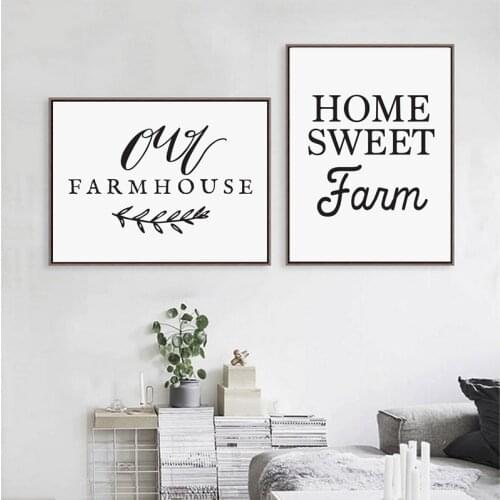 Home Sweet Farm Calligraphy Canvas Art Print , Our Farmhouse Art Print Canvas Painting Country Farm Kitchen Decor