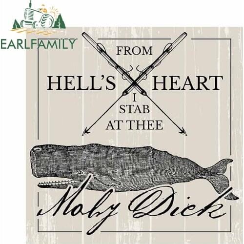 EARLFAMILY 13cm x 12.7cm Funny Car Stickers for Moby Dick Quote Car Assessoires Waterproof Sunscreen Air Conditioner Decal Decor