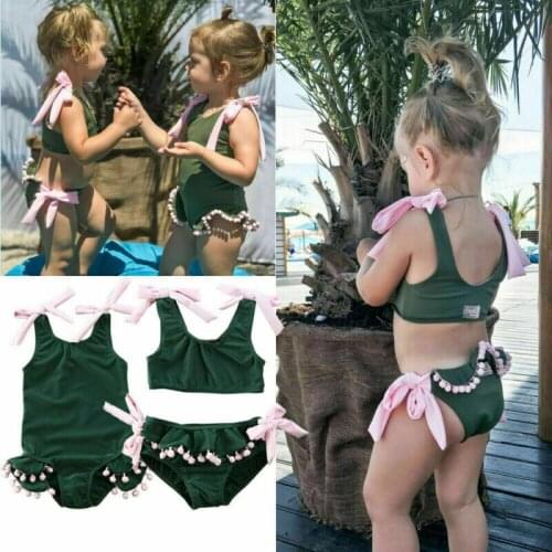 Citgeett Summer Green Toddler Kids Baby Girl Bikini Set Swimwear Swimsuit Beachwear Bathing Suit Bodysuit Set