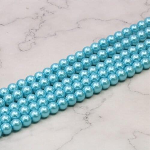 Beautiful Sky Blue Artificial Shell Pearl Like Round Loose Beads 4/6/8/10/12/14mm Semi Finished DIY Jewelry Making 15inch Y826