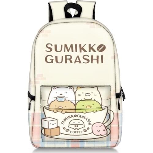 Creative Sumikko Gurashi Student Cartoon School Backpack Bookbag Women Fashion Shoulder Bag Teenager Girls Cute Travel Rucksack