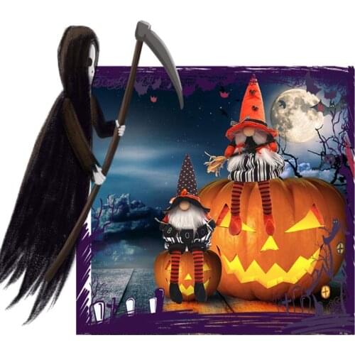 Halloween Faceless Doll with Broom/Banner Long Legged Dwarf Doll Creative Home Holiday Desktop Ornaments Decor TS1