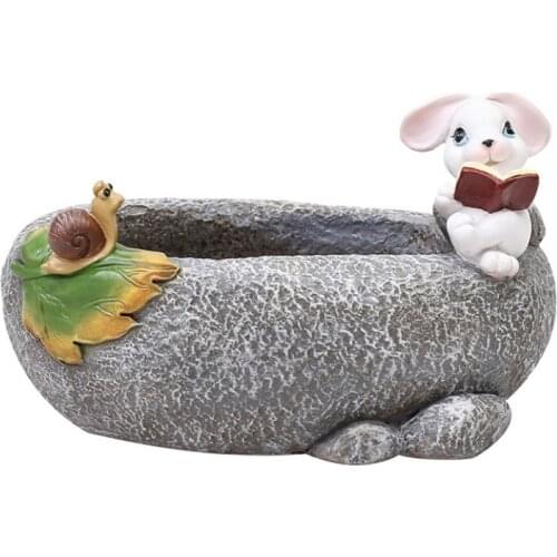 Small Panqu Flower Pot-Book Fun Rabbit Fashionable and elegant gardening supplies cartoon pattern flower pots Durable Beautiful