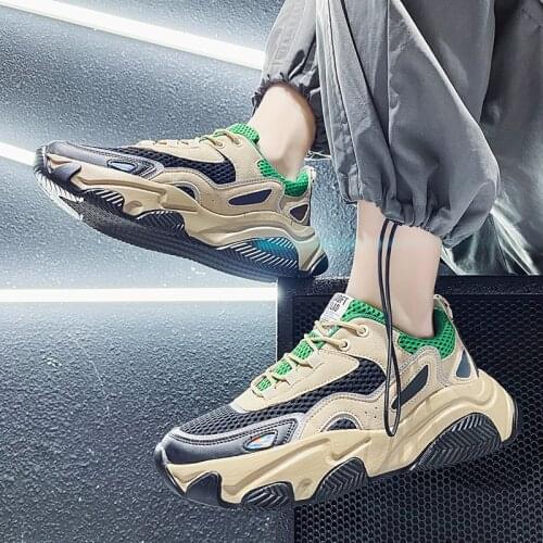 Mens fashion shoes spring new mesh surface breathable mens shoes large size shoes increase mens leisure sports shoes