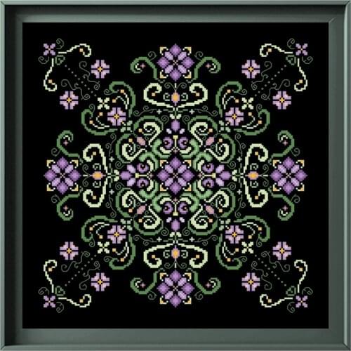 Color pattern B cross stitch kit flower Dreampattern 18ct 14ct 11ct black canvas embroidery DIY needlework wall decor