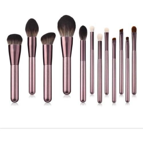 12 Pcs Small Grape Purple Makeup Brushes Set Eyeshadow Concealer High Gloss Eyebrow Brush Makeup Super Soft Wool Beauty Brush