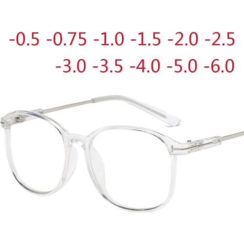 -0.5 -1.0 -1.5 -2.0 To -6.0 Finished Myopia Glasses Women Men Short-sighted EyeGlasses Transparent Frame Prescription Glasses