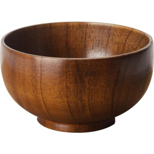Practical Wood Salad Bowl Creative Thicken Fruits Bowl Round Bowl S M L