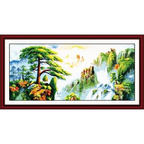 Guest-greeting pine in Huangshan mountain cross stitch kit count printed canvas stitching embroidery DIY handmade needlework