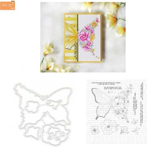 Hollow Butterfly Stamp and Metal Cutting Dies DIY Scrapbooking for Photo Album Decorative Silicone Clear Stamps 2021 Christmas