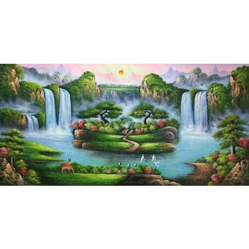 Hand Painted Modern Oil Painting on Canvas Chinese-style landscape painting Canvas Painting Wall Art Picture for Home Decoration