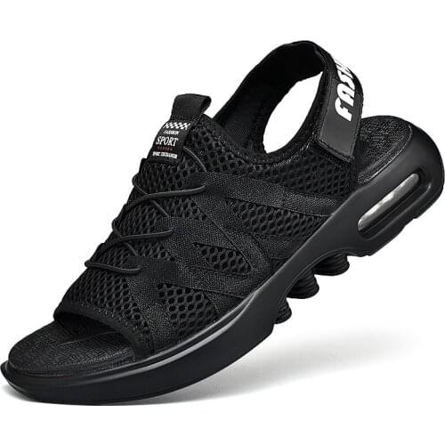 Mens SANDALS BEACH SHOES Breathable Mesh Cloth Air Cushion Exposed Toe Cover Outdoor Leisure Sports