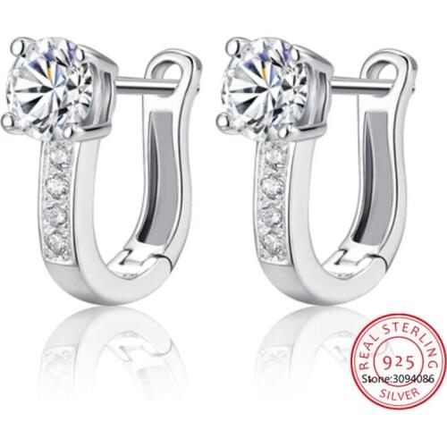 Silver 925 Earrings Round Small Drop Earrings For Women Cubic Zircon Stone Earrings Wedding Brides Fashion Jewelry E243